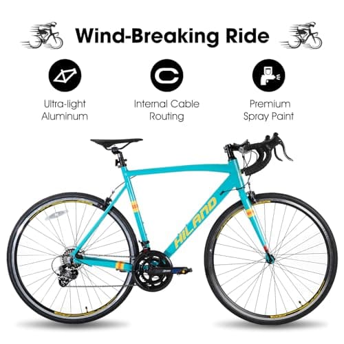 HILAND 700c Road Bike 14 Speed, Aluminum Frame Racing Bike, City Commuter Bicycle for Men Women