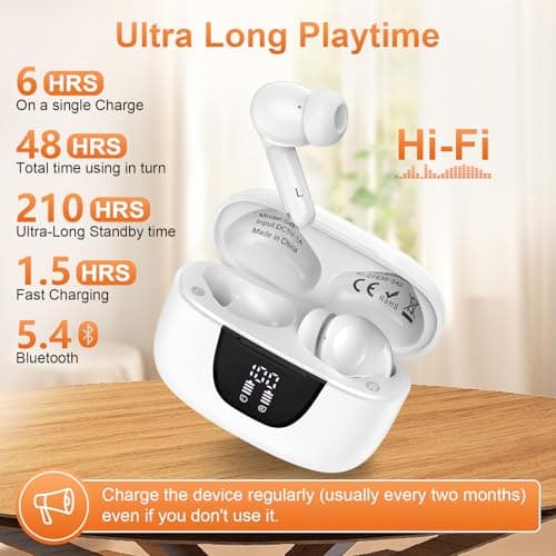 Ear bud Bluetooth 5.3 Wireless Earbuds ear phone with mic Noise Cancelling Waterproof Earphones blue tooth Headphones for iPhone Android ear phones 60H Playtime &Charging Case, Hi-Fi Stereo Bass