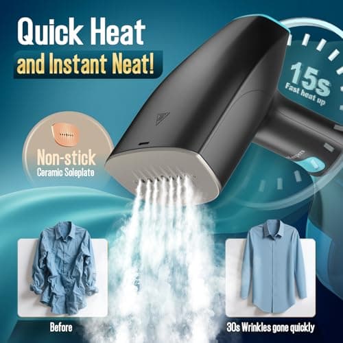 Steamer for Clothes, 1900W Strong Penetrating Steam Portable Handheld Garment Steamer Clothes Steamer with 3 Steam Settings, Fabric Brush, 300ml Big Capacity, Travel Steamers Iron Safe Removes Wrinkle