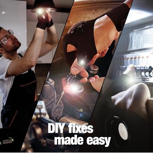 Mylivell Handsfree LED Flashlight Gloves, Fathers Day dad Gifts for Fishing dad, Camping Flashlight Gadgets for Men, Gloves with Lights for Working on Cars, Handy Mens Gifts, Mens Tools Gifts