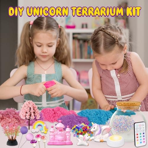 7july Unicorn Terrarium Crafts Kit for Kids-LED Night Light Up & Remote Unicorn Birthday Gifts Toys for Girls Ages5 6 7 8 9 10 Year Old-Christmas Gifts for Girls B0C88YHZMJ