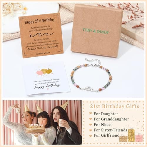 TONY & SANDY Friend Gifts for Women, Unique Birthday Gifts for Women, Sister Gift from Sister, Wave Bracelet, Christmas Stocking Stuffers for Woman Female, Bestie Friendship Bracelets B0FLYD2LY1