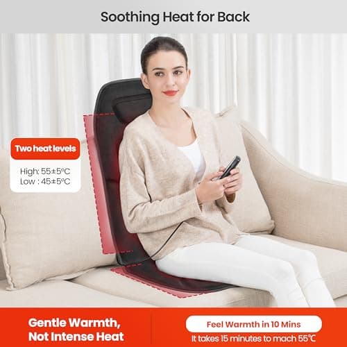 COMFIER Back Massager Seat Cushion with Heat,10 Vibration Motors, Massage Chair Pad,Chair Massager for Pain Relief at Office/Home,Christmas Gifts for Men Women