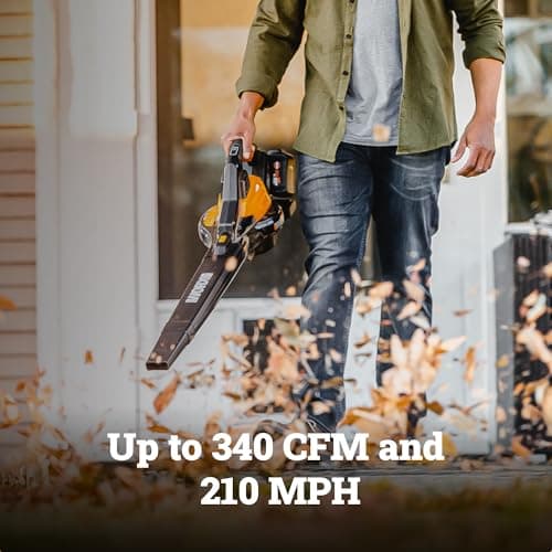 WORX WG583 40V Cordless Leaf Blower, 3 in 1 Blowers for Lawn Care with Vacuum & Mulcher, Electric Blower with Brushless Motor & 2 Speed Control, 2 Batteries & Charger Included