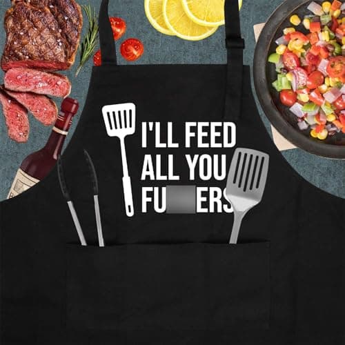 Miracu Funny Cooking Aprons for Men Women, Funny Dad Gifts for Mens Father, Mom - Fathers Christmas, Birthday Gifts for Dad Step Brother Boyfriend Husband, Cool BBQ Grilling Kitchen Chef Apron