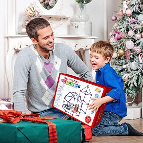 Fort Building Kit for Kids,STEM Construction Toys, Christmas & Birthday Gift for 4 5 6 7 8 9 10 11 12 Years Old Boys and Girls,Ultimate Creative Set for Indoor & Outdoors Activity,140 Pcs,Original