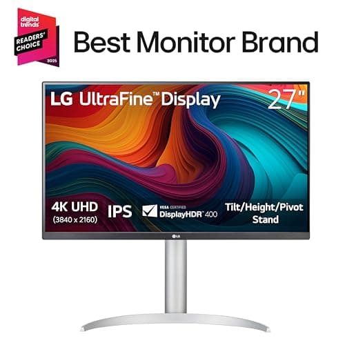 LG 27UP650K-W 27-inch Ultrafine 4K UHD (3840 x 2160) IPS Computer Monitor, 60Hz, 5ms, DisplayHDR 400, Reader Mode, Flicker Safe, HDMI, DisplayPort, Tilt/Height/Pivot Adjustable Stand, White