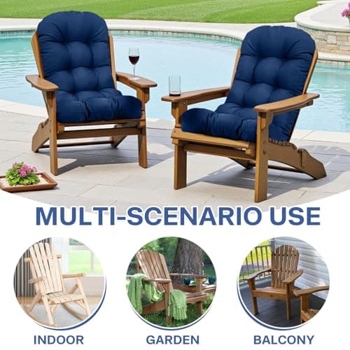 Outdoor Adirondack Chair Cushion Set of 2 Waterproof Lawn Chair Cushions 47.24 * 19.69 * 4", High Back Patio Cushions with Ties Elastic Band,Flower