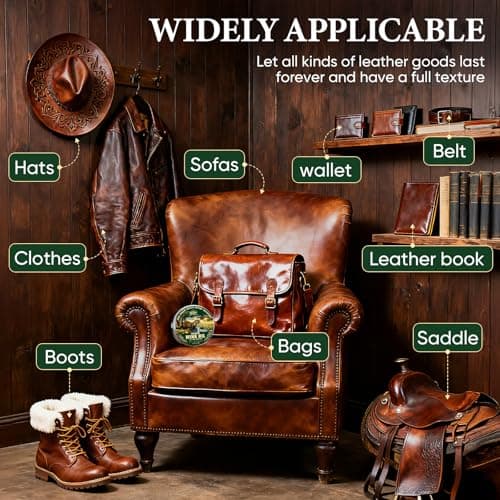 Awaydol 4-in-1 Mink Oil Leather Conditioner and Cleaner 3.52 oz - Premium Waterproof Formula for Leather Cowboy Boots,Shoes,Saddles & Bags with Horsehair Brush, Sponge & Microfiber Cloth