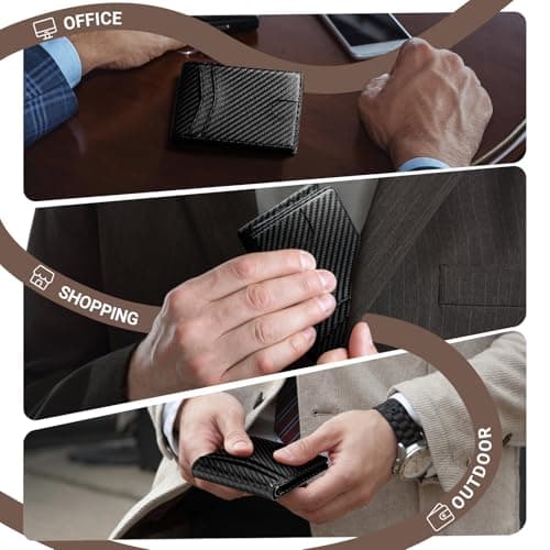 GNDR Wallet For Men RFID Blocking Leather Black Wallets Bifold Carbon Fiber Front Pocket Card Holder Mens Accessories With Gift Box