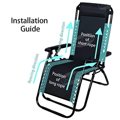 UNEEDE 4 Cords Zero Gravity Chair Replacement Cord, Antigravity Chair Replacement,Universal Repair Cord Kit for Repairing Zero Gravity Chair(Black)