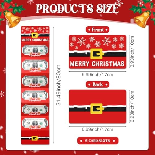 6-Slot each Bill & Gift Card Holder for Xmas Gifts, Xmas Money Holder for Cash Gift Ideas 6Pcs Christmas Money Holders Cards Booklet for Christmas Cash Gifts B0FMJNJ1T2