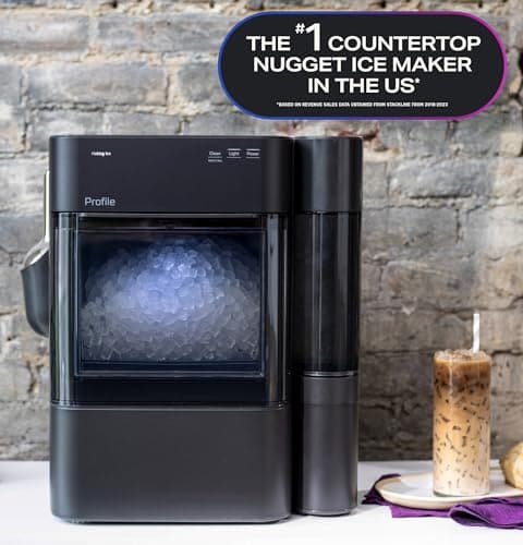 GE Profile Opal 2.0 Ultra Nugget Ice Maker with .75 Gallon Side Tank and Scale Inhibiting Filter, Scoop Included, 38 lbs in 24 Hours, Pellet Ice Machine with WiFi & Smart Connected, Stainless Steel