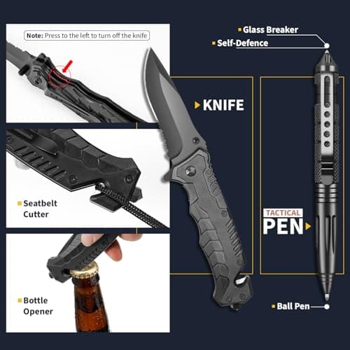 Gifts for Men Him Dad, Survival Kits and Equipment 14 Pcs, Christmas Stocking Stuffers, Anniversary Birthday Gifts for Husband Boyfriend Guy, Camping Essentials, Cool Gadgets for Men B0CFFJGVHX