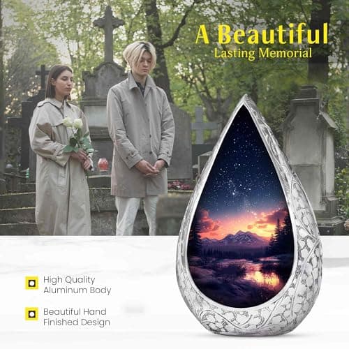 Majestic Night Burial Urn for Adult Female and Male - Small Drop Urns for Human Ashes Adult - Urns for Human Ashes - Memorial Funeral Gift 3 Inch with 3 Cubic Capacity B0FHDYNKTV
