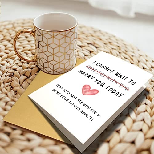 Chenive Naughty Wedding Day Card to Your Bride or Groom, Cheeky Wedding Gift for Partner, I Cannot Wait To Have Sex With You Marry You Today