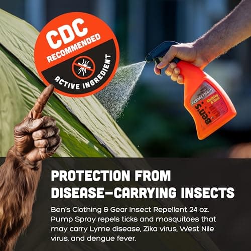 Ben's Clothing & Gear Insect Repellent - Long-Lasting Insect Protection Spray for Clothes & Gear - Contains Permethrin & Lasts Up to 6 Weeks - 24 fl oz