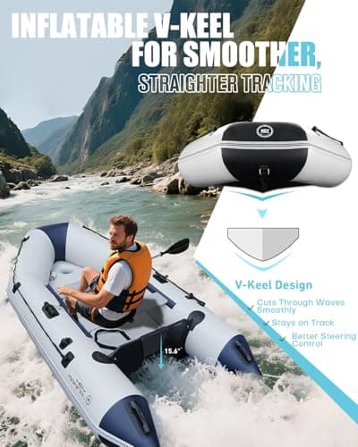 10ft Inflatable Dinghy Boat for Adult with Drop-Stitch Floor 3-4 Person Inflatable Raft with Oars & Carry Bag Heavy-Duty Motor Mount Ready for Fishing Diving Tender or Recreation USCG Approved
