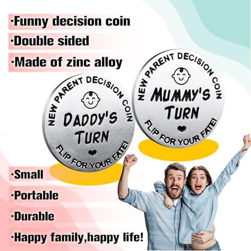 Baby Shower Gifts Parents Decision Coins for New Mom&Dad,Funny New Baby Gifts New Mom Gifts New Parents Gifts for Couples,Postpartum Gifts for Mom Essentials