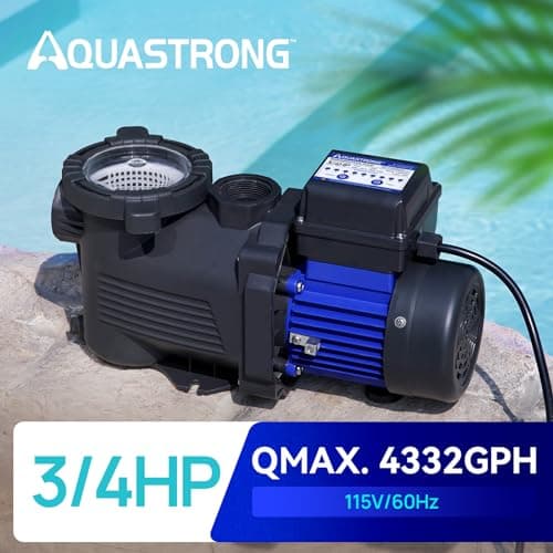 AQUASTRONG Above Ground Pool Pump 115v High Flow 1.25"&1.5''adapter Powerful Self Primming Swimming Pool Pumps with Filter Basket,4332GPH 3/4 HP with Timer