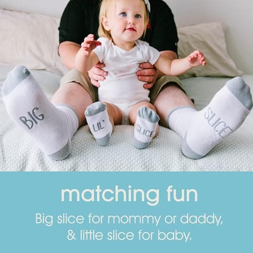 Parent And Baby Socks, Big And Little Slice Design, New Dad Gift, Baby Keepsake, Coordinating Family Apparel Pearhead Dad And Baby Matching Pizza Sock Set B08X8YF5L3
