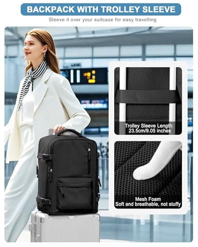 VGCUB Large Travel Backpack with Storage Compression Seal Bags for Clothing with Pump Vacuum System Carry on Personal Item Work Business Vacpack Laptop Backpack for Women Men Black