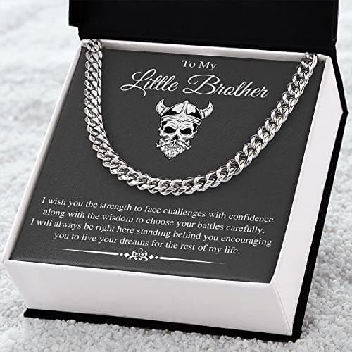 Stainless Steel Cuban Chain Necklace for Brother - Sentimental Birthday Gift from Sister - Men's Gold Silver Necklace for Christmas