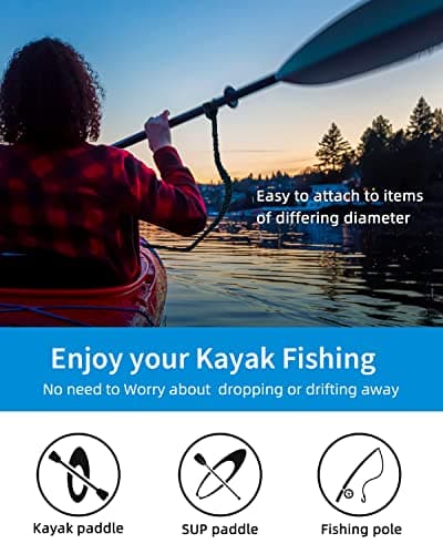 OCEANBROAD Kayak Paddle Leash Stretchable Strap Lanyard Rope for SUP Kayaking Boating Canoeing Fishing Pole Rod 4-7 Feet