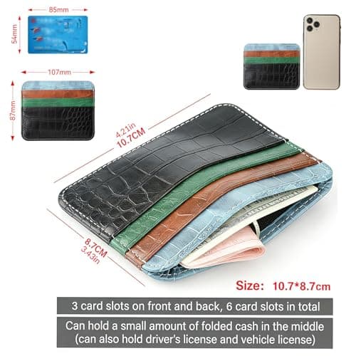Custom Personalized Credit Card Holder Wallet – Slim PU Leather Card Case with Custom Name or Initials – Front Pocket Wallet for Men & Wome，Gifts (Crocodile pattern, brown)