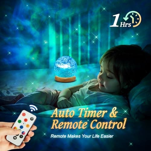 3-in-1 Sunset/Ocean/Northern, Remote, 6 Brightness, 1 Hr Timer, Made of Glass & Wood, Bedroom, Bathroom, Dorm,Halloween Light Ambient Lighting, 16 Colors Led Lights for Bedroom, Gift Ideas, Room Decor B0DG92NWYG