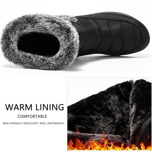 HARENCE Womens Winter Boots Comfort Snow Warm Fur Lined Outdoor Waterproof