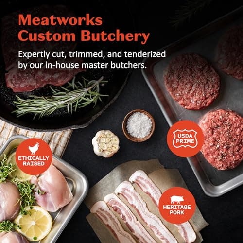 MeatWorks Chef's Choice USDA Prime Sampler Bundle – 16 Cuts: Chicken Breasts & Thighs, Bacon, Ground Beef, Sirloin Tips, Fajita Strips & Chuck Roast (Approx. 7.5 lb) – Meat Gift Box