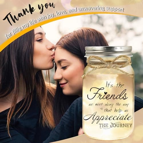 Birthday Gifts for Women Friendship, Mason Jar Night Lights for Friend, Thankgiving Christmas Gifts for Women, Suitable for Home Office Table Stands