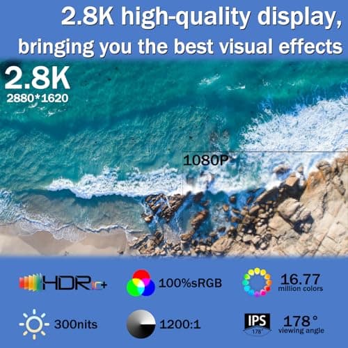 Viyivwine Portable Monitor Touchscreen 15.6" 2.8K Laptop Screen Extender 2880x1620,100Hz,100％sRGB,w/45° Adjustable Stand,mini HDMI USB-C Computer Display for Laptop PC Phone Mac