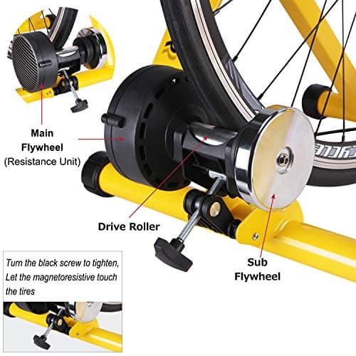Bike Trainer, Magnetic Bicycle Stationary Stand for Indoor Exercise Riding, 26-29" & 700C Wheels, Quick Release Skewer & Front Wheel Riser Block Included