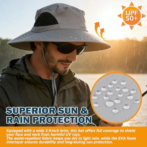 EINSKEY Wide Brim Sun Hat, UPF 50+ UV Protection Waterproof Packable Bucket Hat for Men & Women, Fishing Hiking Beach Garden