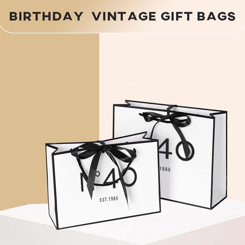 QLSKO 40th Birthday Keepsake Gift Paper Bag for Her Anniversary Party Present Shopping Tote Bags Women 40 Year Old Decorations Idea (1985 40th, Medium (Pack of 1))