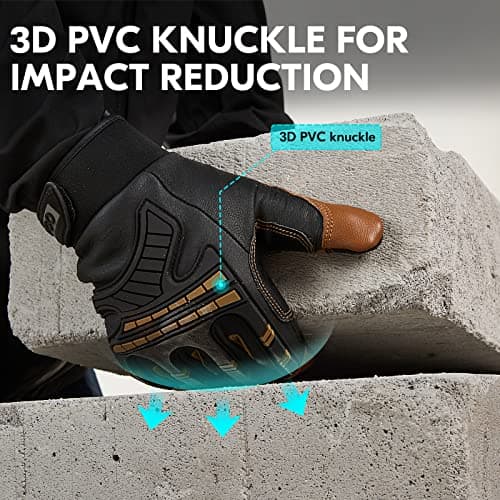 Vgo... -4℉ or above Winter Waterproof High Dexterity Heavy Duty Mechanic Glove, Anti-vibration, Anti-abrasion, Touchscreen (1 Pair,L,Brown,GA8954FW)