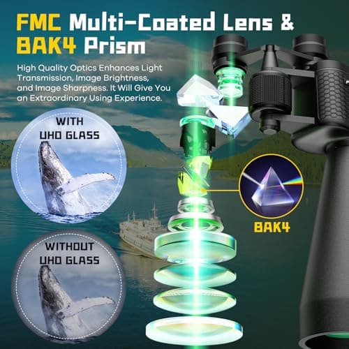 15-35x70 Binoculars for Adults High Powered, 35x HD Zoom for Stargazing & Bird Watching, Waterproof Binocular with Tripod Adapter, Ideal Essentials for Cruise Ship, Travel, Camping, Outdoor, Hunting