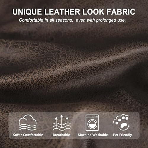 ANARACHON Leather Look Couch Cushion Covers Sofa Seat Slipcovers Sets Couches Furniture Protector for Sectional Armchair Loveseat Pets Kids Stretch Spandex Fabric(3 Cushion Sofa, Brown)