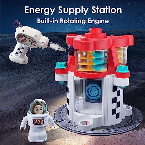 Spaceship Building Playset w/Electric Drill, 2 Astronauts, Educational Learning Science Kit Birthday Gift for Age 3 4 5 6 7 8 iPlay, iLearn Rocket Space Toy 3 4 5 Year Old Boys Kids Girls, Toddler STEM B0BYYV9185