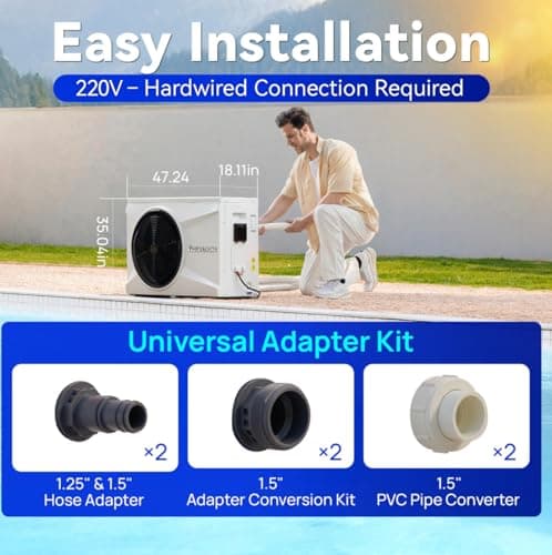 AQUASTRONG Inverter Swimming Pool Heat Pump,Pool Heater for Above Ground and Inground Pool Heating and Cooling Pool Heater, Smart WiFi Control Pools Up to, 21000 Gallons