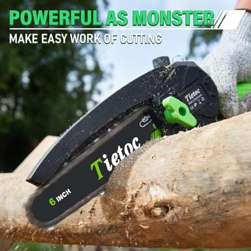 Tietoc Chainsaw 6 Inch Mini Electric Chainsaw Cordless Battery Powered, Hand Held Saw for Wood/Trees Trimming, Tools for Household and Garden, Chain Saw Gift for Men Dad Husband Fathers Gardener 2026 B0C1Z9V6N1