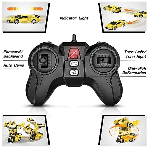 Transform Remote Control Car, RC Cars for Boys Age 3-5 6-8, One-Button Transform Toy Cars, 2.4GHz, 360° Spin, 1:16 Scale, Flashing Headlight,3-8 Year Old Grandkids Christmas Birthday Gifts