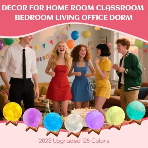 CPLA Moon Lamp Upgrade 128 Colors, Gifts for Women Men Friends Her Mom Sister, Christmas, Birthday, Anniversary, House Warming Gifts New Home, Diameter 6 inch