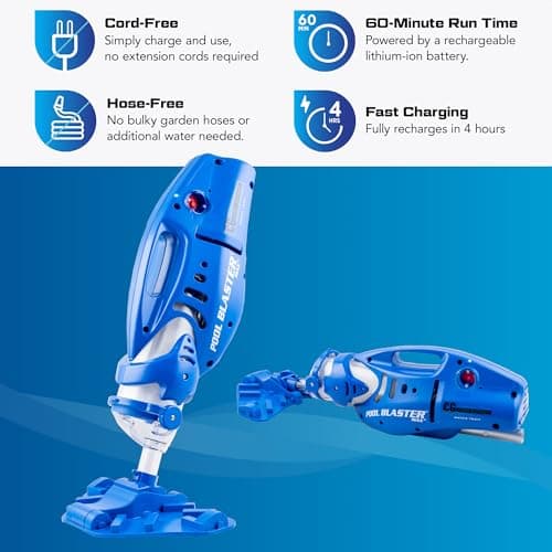 POOL BLASTER Max CG Cordless Pool Vacuum for Commercial Grade Cleaning & Heavy Duty Power, Handheld Rechargeable Swimming Pool Cleaner for Inground & Above Ground Pool, Hoseless Design by Water Tech