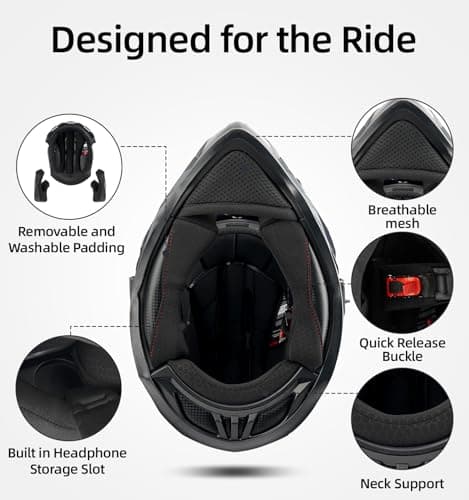 Orthrus Dual Sport Adventure Motorcycle Helmet DOT Certified for Adults, UV Protected Dual Visor & Intercom Slot, ATV UTV Dirt Bike Snowmobile Off Road Helmets