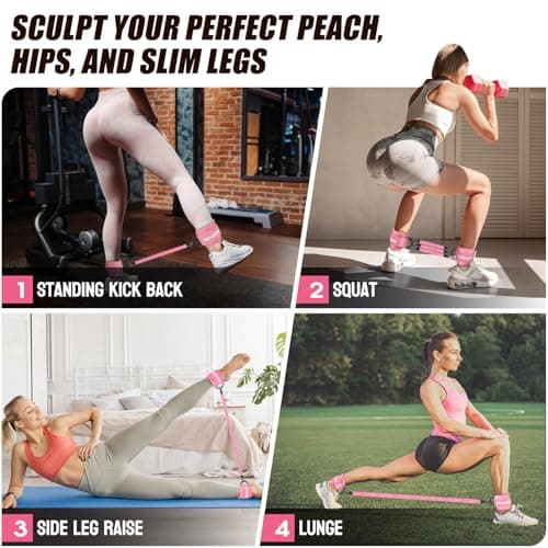 Ankle Resistance Bands with Cuffs, Ankle Weights Bands for Working Out, Women Leg and Glutes Workout Equipment, Exercise Bands for Kickbacks, Butt and Booty Trainer, Home Gym Fitness Equipment