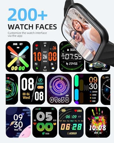 Parsonver Parsonver Smart Watch, 5ATM Waterproof Watch for Swimming, Fitness Activity Tracker with 110+ Sports Modes, Heart Rate/Sleep/SpO2/Calories Monitor, Pedometer, Fitness Watch for Android & iPhone, Black