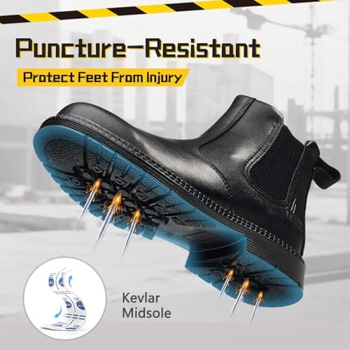 ZBVB Unisex-Adults Steel Toe Chelsea Boots, Men's Industrial Construction Shoes, Waterproof, Lightweight, Comfortable, Non-slip Safety Boots